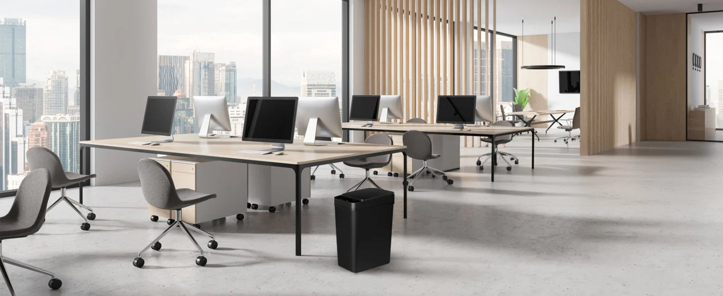 2 Pack 12L Bathroom Automatic Trash Can Touchless Motion Sensor Slim Garbage Can  Lid for Bedroom Living room Office Black