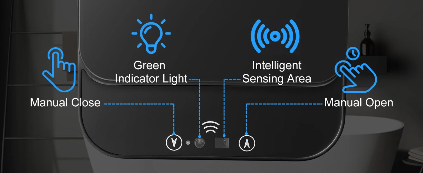 2 Pack 12L Bathroom Automatic Trash Can Touchless Motion Sensor Slim Garbage Can  Lid for Bedroom Living room Office Black