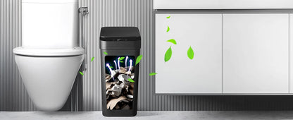 2 Pack 12L Bathroom Automatic Trash Can Touchless Motion Sensor Slim Garbage Can  Lid for Bedroom Living room Office Black