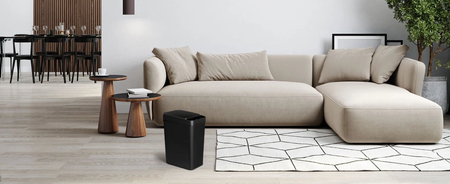 2 Pack 12L Bathroom Automatic Trash Can Touchless Motion Sensor Slim Garbage Can  Lid for Bedroom Living room Office Black