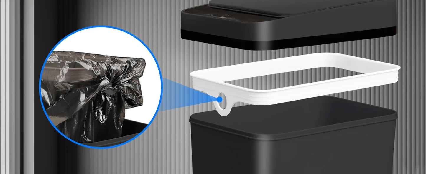 2 Pack 12L Bathroom Automatic Trash Can Touchless Motion Sensor Slim Garbage Can  Lid for Bedroom Living room Office Black